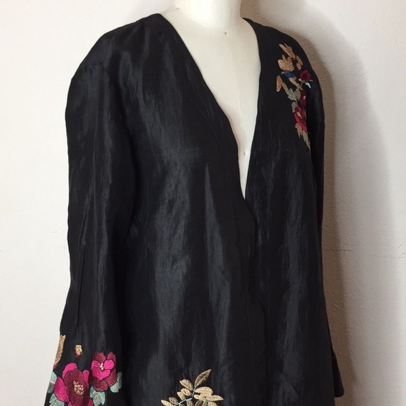 New Citron Embroidered Open Kimono M - Picture 5 of 6